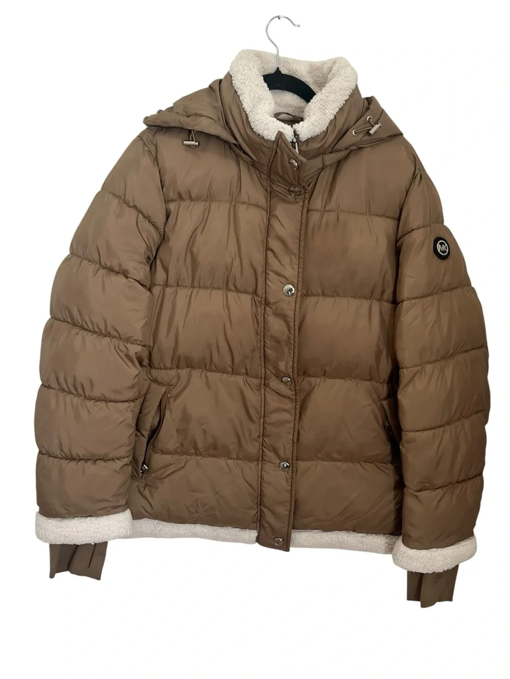 Michael Kors Faux Shearling Puffer Jacket with Sherpa Trim Sz XL